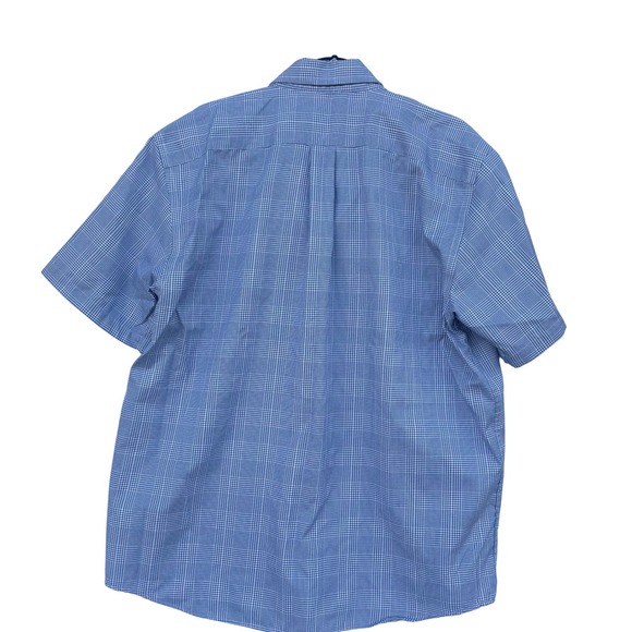 Roundree & Yorke TravelSmart Mens Blue Houndstooth Short Sleeve Button Down L - Picture 6 of 6